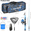 LEOFISHING 2 Set Kids Fishing Pole Set with Full Starter Kits Portable Telescopic Fishing Rod and Reel Cambos with All The Necessary Fishing Kits for Boys Girls and Youth by TinyTreasures Baby Boutique