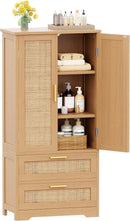 50.4" H Bathroom Storage Cabinet, Modern Floor Cabinet with Adjustable Shelf, Small Pantry with 2 Doors & Drawers, Storage Cabinet for Bathroom, Living Room, Kitchen, Natural KES007MCWG by CozyNest Decor