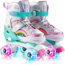 Girls Roller Skates for Kids Beginners 4 Size Adjustable Roller Skates, Light UP 8 Wheels for Girls Roller Skate Fun Illuminating Roller Skate for Kids Boys patines para niñas by TinyTreasures Baby Boutique