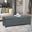 Joveco 47 Inch Storage Ottoman Bench,Tufted Fabric Storage Bench with Nailhead Trim for Bedroom (47”,Gray) by CozyNest Decor