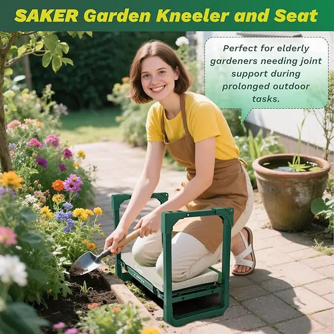 Saker Garden Kneeler and Seat Foldable Gardening Stool with Extendable Legs & Thickened Pad, Tool, Heavy Duty Support for Elderly, Gardening, Outdoor Use, photo 7 of 7