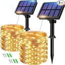 btfarm 2 Pack Solar String Lights Outdoor, 160LED 66FT Solar Fairy Lights Outside Waterproof, 8 Modes Copper Wire Solar Powered Twinkle Lights for Garden Patio Tree Christmas Wedding Decor, Warm White