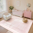 Wonnitar Washable Striped Living Room Area Rug 5x7, Non-Slip Berber Stripe Pink Area Rugs for Bedroom Girls, Low Pile Soft Large Throw Carpet for Kids Nursery Room (Pink,5' x 7') by CozyNest Decor