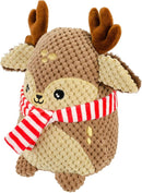 Giftable World Holiday Plush Pet Toy Fun for Christmas Designs with Squeaker Dog Chew Toy (7" Tubby Reindeer w/Scarf & Squeaker) by TinyTreasures Baby Boutique