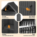 Shed Outdoor Storage Shed with Sloping Roof and Lockable Door, Resin Outdoor Storage Box Cabinet Waterproof and Multiple Hooks for Backyard, Patio, Poolside, Black