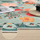 Area Rug 4x6 Rug Washable Boho Rugs Non Slip Low Pile Floral Small Carpet for Bedroom, Bedside, Kids Room, Office, Dining Room(Green) by CozyNest Decor