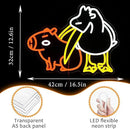 LISIGNVE Capybara Pelican Neon Sign for Wall Decor Funny Capybara Led Neon Light Sign Pelican Neon Light for Children's Room Kindergarten Bedroom Zoo Art Wall Decor(16.5”*12.6”) by CozyNest Decor