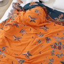 Snycler Boho Throw Blanket for Bed, 100% Organic Cotton Muslin Soft Throw-Floral Bird Farmhouse Rustic Spring Summer Fall Decor Blanket for Couch Sofa Quilt and Gift, 60" x 80" Orange by CozyNest Decor
