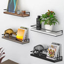 Meangood Floating Shelves Wall Mounted Set of 2, Rustic Wood Wall Storage Shelves for Bedroom,Living Room,Bathroom, Kitchen (Black) by CozyNest Decor