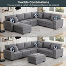 L Lengend Vansen Modular Sectional Sofa U Shaped Couch with Ottoman Modern Reversible Corner Sectional Couch for Living Room (Dark Grey, U Shaped Sofa-2) by CozyNest Decor