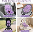 Infant Car Seat Insert for Newborn Girls Boys, Summer Mesh Baby Carseat Head Support with Strap Pads, Soft Reversible Baby Car Seat Insert Cushion Pad for Car Seat, Stroller, Bouncer, Swing, Purple by TinyTreasures Baby Boutique