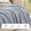 EMME Cotton Muslin Throw Blanket Couch Breathable Gauze Blanket Soft Lightweight Blankets Adults (Dusty Blue, 50"x60") by CozyNest Decor