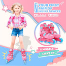 2PM SPORTS Inline Skates with Light Up Wheels, Roller Skates Blades for Boys Girls Kids Ages 5-8 8-12 4-6 6-12, Size Adjustable Beginner Blades Roller Skates by TinyTreasures Baby Boutique