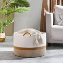 KAKAMAY Large Blanket Basket (20"x13"),Woven Baskets for storage Baby Laundry Hamper, Cotton Rope Blanket Basket for Living Room, Laundry, Nursery, Pillows, Baby Toy chest (White/Brown) by GreenHaven Gardens