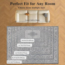 9x12 Area Rug Living Room Rugs, Stain Resistant Washable Rug, Vintage Large Non-Slip Backing, Low Pile Lightweight Print Rug for Bedroom Dinning Room Home Office (Grey/Blue) by TinyTreasures Baby Boutique