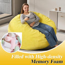 3.5FT Bean Bag Chairs Teardrop Bean Bag Chair for Adults Beanbag Chair with Memory Foam Filled Machine Washable Cover for Living Room, Bedroom (Large,Yellow) by TinyTreasures Baby Boutique