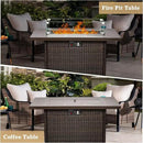 Propane Fire Pit Table,44 Inch 55000 BTU Outdoor Gas Fire Pit Rectangular with Glass Wind Guard for Outside Patio Deck (Brown-Aluminum Top) by GreenHaven Gardens