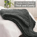 Chunky Knit Throw Blanket, 40''*50'' Knitted Throw Chenille Yarn for Bed Couch, Handmade Dark Grey Crochet Big Thick Blanket, Machine Washable Cute Comfy Blanket for Home Decor by CozyNest Decor