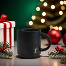 COLLECTIVE HOME - Black Monogram Ceramic Mugs, 15 oz Golden Initial Coffee Cups, Elegant Alphabet Tea Mugs, Personalized Halloween Mug with Gift Box, Perfect for Office and Home Décor (r)