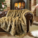 BATTILO HOME Luxury Golden Faux Fur Blanket, 60"x 80" Large Fur Throw Blankets for Bed, Couch, Soft Warm, Fuzzy, Fluffy, Golden with Back Tipped Blanket, Reversible to Plush Velvet by CozyNest Decor