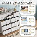 WLIVE White Dresser for Bedroom with 10 Drawers, Chest of Drawers with Side Pockets and Hooks, PU Storage Dresser, Sturdy Metal Frame, Drawers Organizer Unit for Living Room, Hallway, Closet by TinyTreasures Baby Boutique