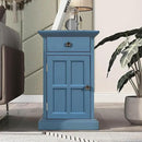 Traditional Wood End Table with Charging Station, Modern Vintage Sofa Chair Side Table Nightstand with Storage & Drawer for Living Room Bedroom, No Assembly, Antique Navy by CozyNest Decor