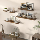 Floating Shelves for Wall, 36"W x 8"D x 1.5"H, Wooden Wall Mounted Display Shelves with Invisible Brackets for Living Room, Bedroom, Bathroom, Kitchen Decor and Storage, Set of 2, Rustic Brown by CozyNest Decor