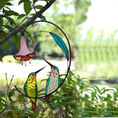 Lolitarcrafts Hummingbird with Flower Stained Glass Suncatcher Bird Stained Glass Window Hangings Hummingbird Gift for Home Decor (Green 1 Pair) by GreenHaven Gardens