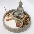 Nature's Mark Mini Zen Garden Kit for Desk with Lotus, Buddha Figures, Rake and Natural Sand River Rocks Table/Desk Décor Gift Set for Home and Office 6 x 6 Inches Round Base by GreenHaven Gardens