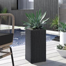LEWIS&WAYNE Set of 2 Tall Planters for Outdoor Plants Handmade 24'' Wicker Tall Square Planter Box with Removable Liners Modern Planter for Indoor Outdoor Garden Patio Front Porch - Black by CozyNest Decor