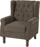 UIXE High Back Accent Chairs Set of 2, Upholstered Armchair in Fabric, Retro Wingback Arm Chair for Living Room, Comfy Single Sofa Bedroom Reading Seat with Solid Wood Legs - Taupe by CozyNest Decor