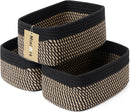 Small Storage Baskets for Organizing | Closet Organizer Bins | Shelf Toy Basket | Woven Rope Baskets | Cube Decorative Box | Shallow Basket | 11.5x7.5x4.7” | 3 Packs Black Brown by GreenHaven Gardens