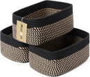 Small Storage Baskets for Organizing | Closet Organizer Bins | Shelf Toy Basket | Woven Rope Baskets | Cube Decorative Box | Shallow Basket | 11.5x7.5x4.7” | 3 Packs Black Brown by TinyTreasures Baby Boutique