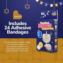 BioSwiss Bandages, Hanukkah Shaped Self Adhesive Bandage, Latex Free Wound Care, Fun First Aid Kit Supplies for Kids and Adults, 24 Count by TinyTreasures Baby Boutique