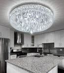 23.6'' Modern Crystal Chandeliers LED Dimmable Flush Mount Ceiling Chandeliers for Living Room Entrance Foyer Bedroom Silver by CozyNest Decor