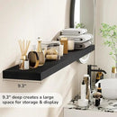 Fun Memories 55 Inch Floating Shelves - 9 Inch Deep Rustic Wooden Wall Shelves - Extra Deeper & Thicker Wall Mounted Storage Shelf for Living Room Kitchen Farmhouse - Rustic Black by CozyNest Decor