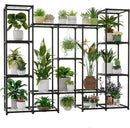 Large Plant Stand Indoor Outdoor Metal Plant Shelf Waterproof Plant Rack for Multiple Plants Wide Flower Stand for Patio Balcony Garden Black by GreenHaven Gardens