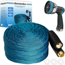 Garden Hose 50ft, Made of TPE(Not PVC), Ultra-Light & Flexible Water Hose with Solid Brass Fittings, Non-Shrinking, Easy to Storage, Drinking Water Safe Material, All-weather, SeaBlue by GreenHaven Gardens