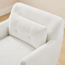 Modern Accent Chair with Terry Fabric, Upholstered Armchair with Spring Package Cushion & Solid Wood Frame, Comfy Lounge Chair for Living Room, Bedroom, or Reading Corner, Terry, White by CozyNest Decor