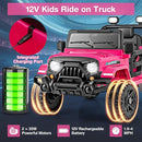 Costzon 12V Kids Ride on Truck Car, Electric Vehicle w/Remote Control, Threaded Wheels, 3 Speeds, LED Lights, Music, Horn & Wireless Connection, Battery Powered Ride on Toy for Boys & Girls 3+ (Pink) by TinyTreasures Baby Boutique