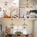 4 Light Chandelier, Industrial Ceiling Light Black Lantern Light Fixtures with Farmhouse Metal Cage Adjustable Height Rustic Geometric Hanging Light E12 Base for Kitchen Island, Entryway, Indoor by CozyNest Decor