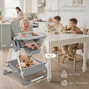 Kinder King Convertible Baby High Chair, Adjustable Feeding Chair for Babies and Toddlers with Removable Double Tray, Simple Compact Fold for Space-Saving, 2 Built-in Wheels, Easy to Clean, Gray by TinyTreasures Baby Boutique