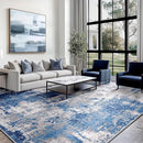 Washable Area Rugs 6'x9' Non-Slip Modern Abstract Soft for Living Room Entryway Bedroom Nursery, Print Pattern, Blue Grey Navy Gray by TinyTreasures Baby Boutique