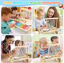 Kids Drum Set,Baby Musical Instrument for Toddler,Wooden Xylophone for Toddlers with Baby Drum Set and Wind Chime,Montessori Musical Instruments Toys for Kids,Musical Toys for Toddlers Birthday Gift by TinyTreasures Baby Boutique