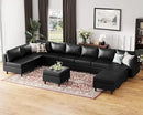 ABCASA Oversized 172.5" Faux Leather Modular Sectional Sofa, Modern Large 11 Seater U Shaped Couch with Storage Seat with Reversible Chaise Deep Seat for Living Room DIY Combination - Black by CozyNest Decor