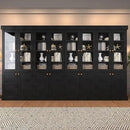 Vyre 71" Tall Farmhouse Bookshelves with Glass Doors, Set of 4 – Large Modular Bookcase with Adjustable Shelves, Storage Cabinet for Living Room, Kitchen, Home Office, Black by CozyNest Decor