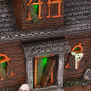 Mark Feldstein & Associates Spooky Halloween Color Changing Pre-Lit LED Haunted House Village Set, 8 Inch, Set of 3 by CozyNest Decor