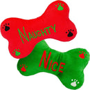 Giftable World Holiday Plush Pet Toy Fun for Christmas Designs with Squeaker Dog Chew Toy (9" Xmas Bones w/Honker & Squeaker) by TinyTreasures Baby Boutique