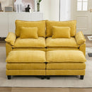 URRED Modular Sectional Sofa Comfy Cloud Couch, Modern Chenille Sofa Sleeper Deep Seat Couches with Ottoman/Pillows for Living Room (Yellow, 82.6''- 2 Ottomans) by CozyNest Decor