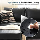 118.5" Faux Leather Modular Sectional Sofa with Storage Seat, Modern 6 Seater Couch Deep Seat with Removable Cover DIY Combination Black by CozyNest Decor
